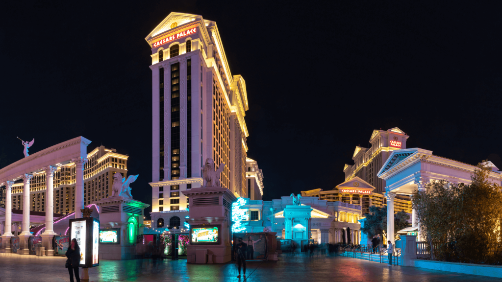Caesars Palace at night